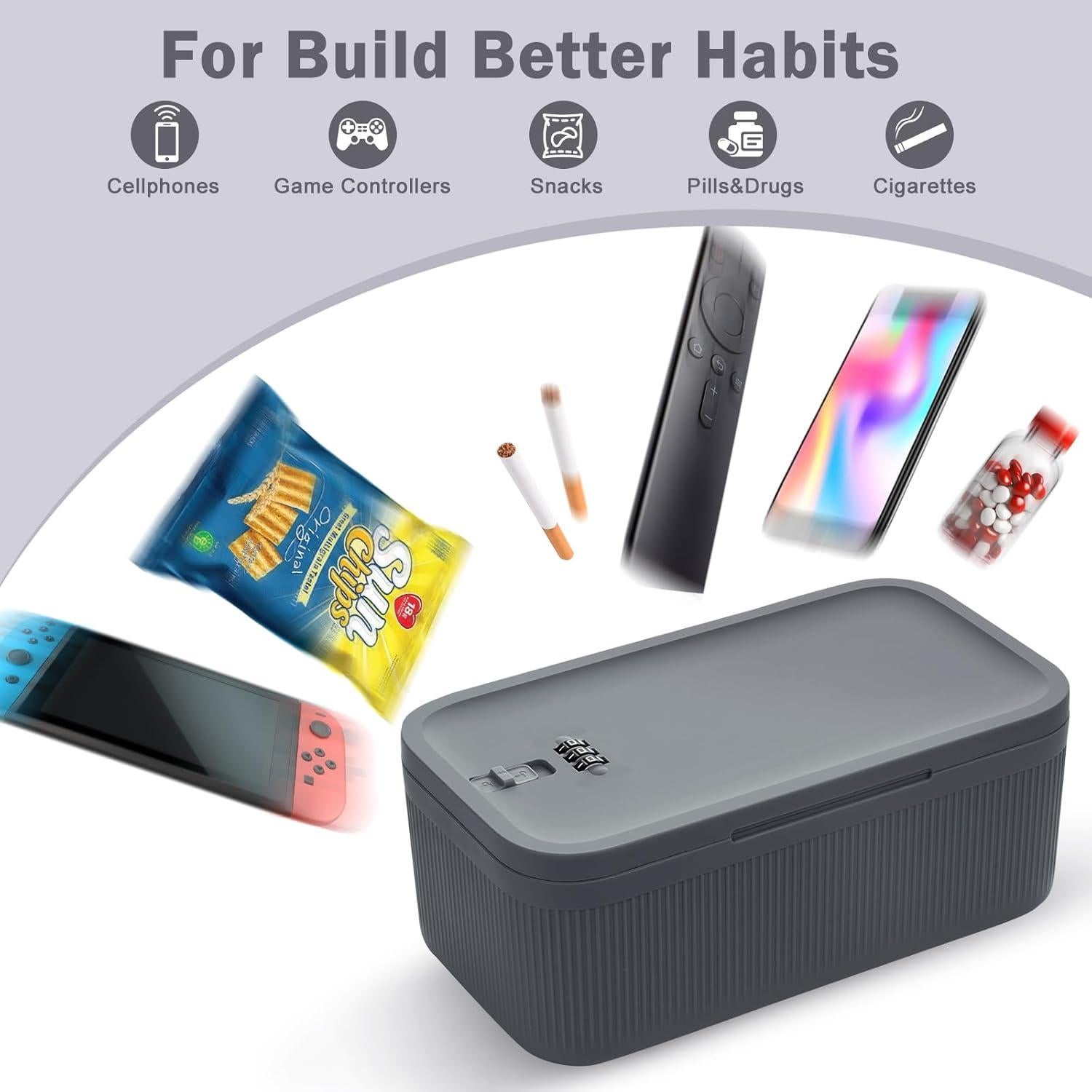 Caja de Almacenamiento Cerrable chefeggukk 23.5x12.8 cm Gris