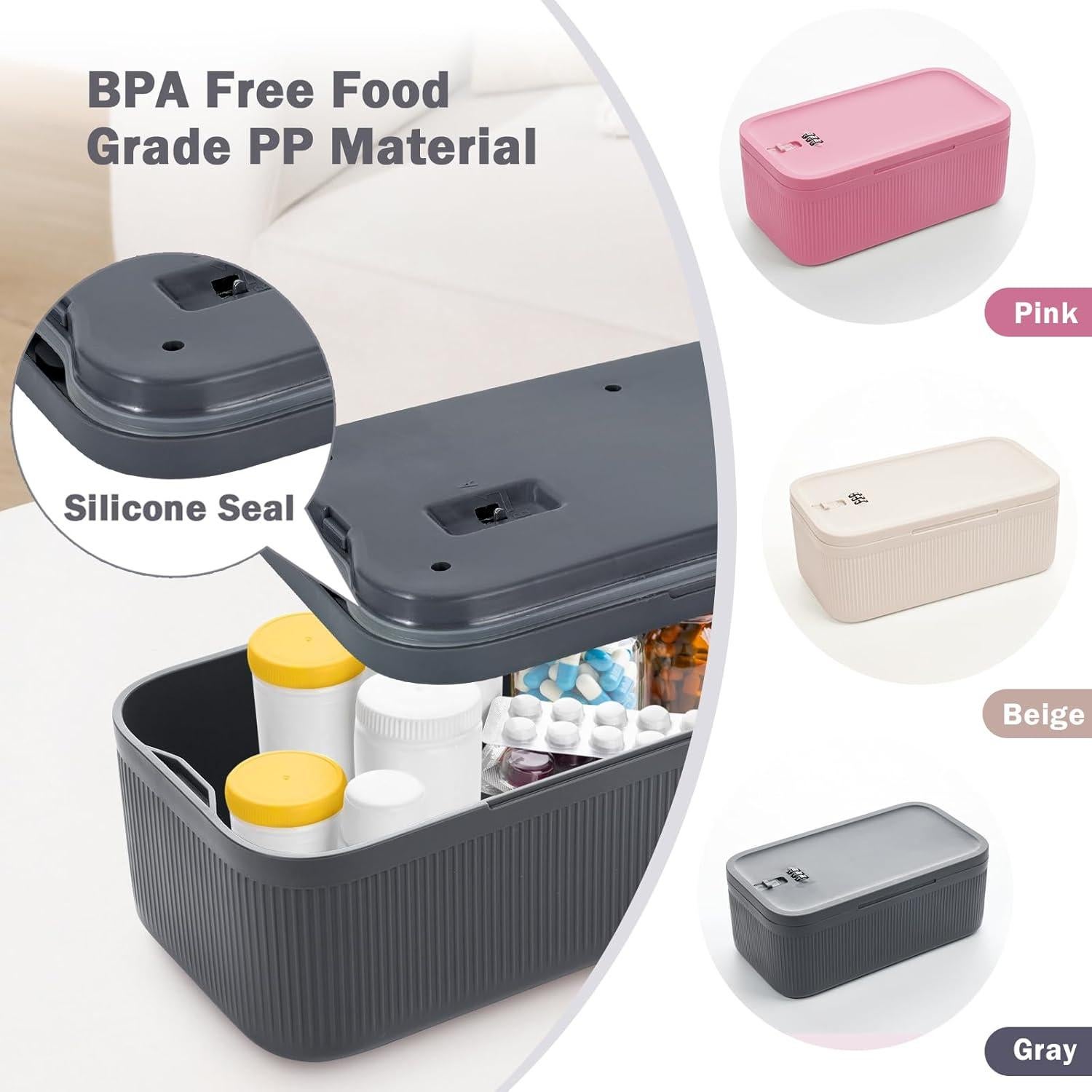 Caja de Almacenamiento Cerrable chefeggukk 23.5x12.8 cm Gris