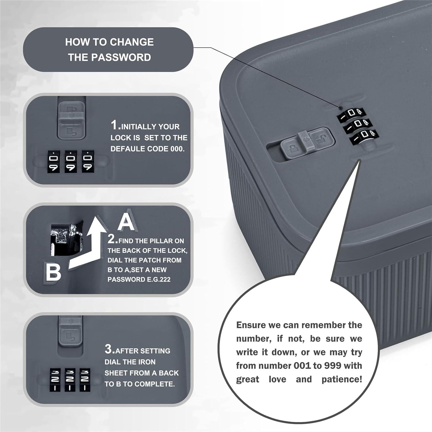 Caja de Almacenamiento con Cerradura BOMKVIN 23.5x12.7x9.1cm