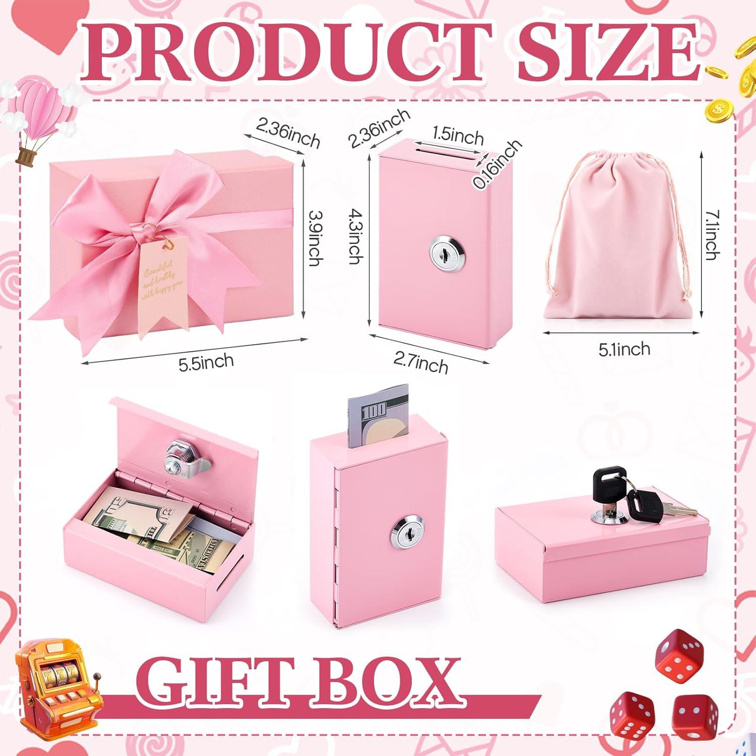 Caja de Dinero de Metal CroBlissful Rosa con Llave 11x7x3.5cm