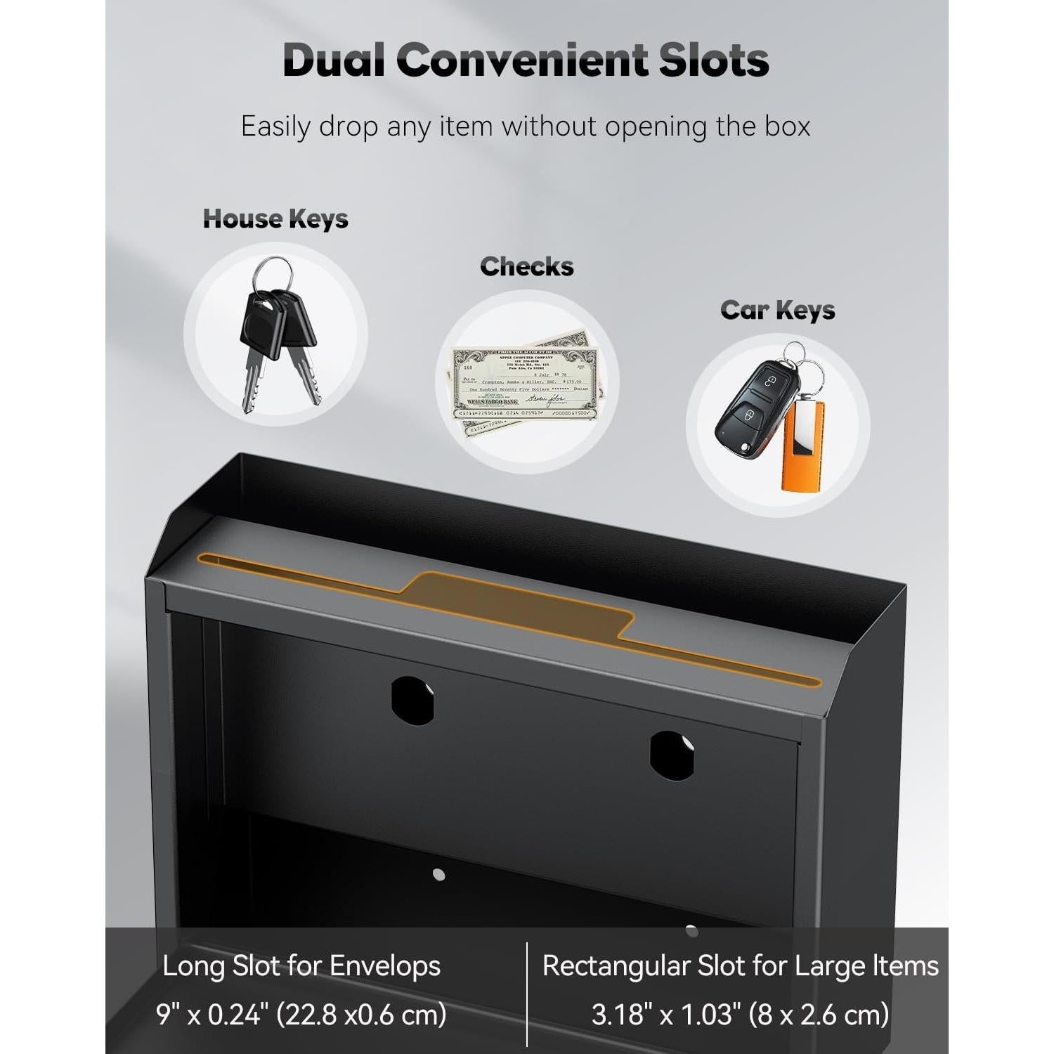 Buzón de Pared Uniclife BG3573-BK con Cerradura y Ranuras