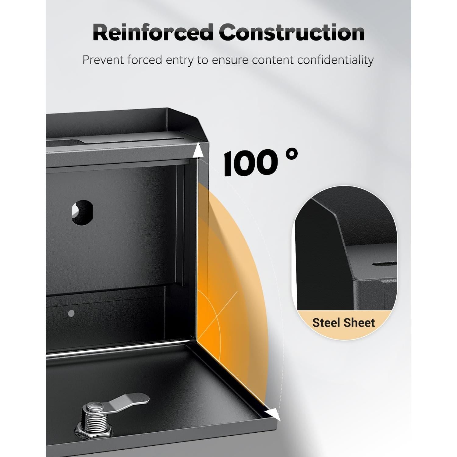 Buzón de Pared Uniclife BG3573-BK con Cerradura y Ranuras