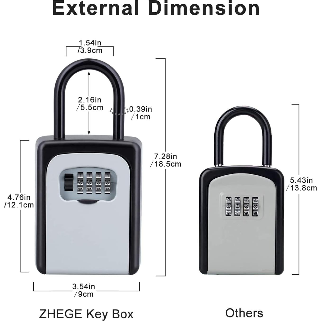 Caja de Llave ZHEGE con Combinación 4 Dígitos - Gris