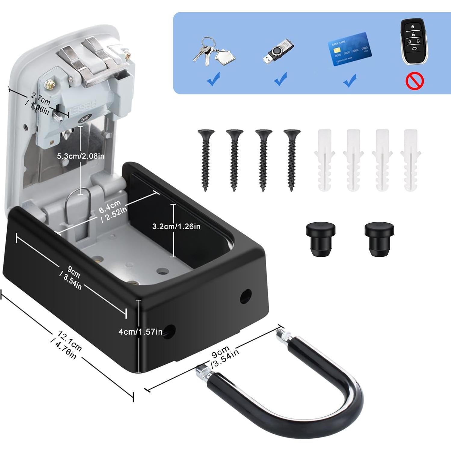 Caja de Llave ZHEGE con Combinación 4 Dígitos - Gris