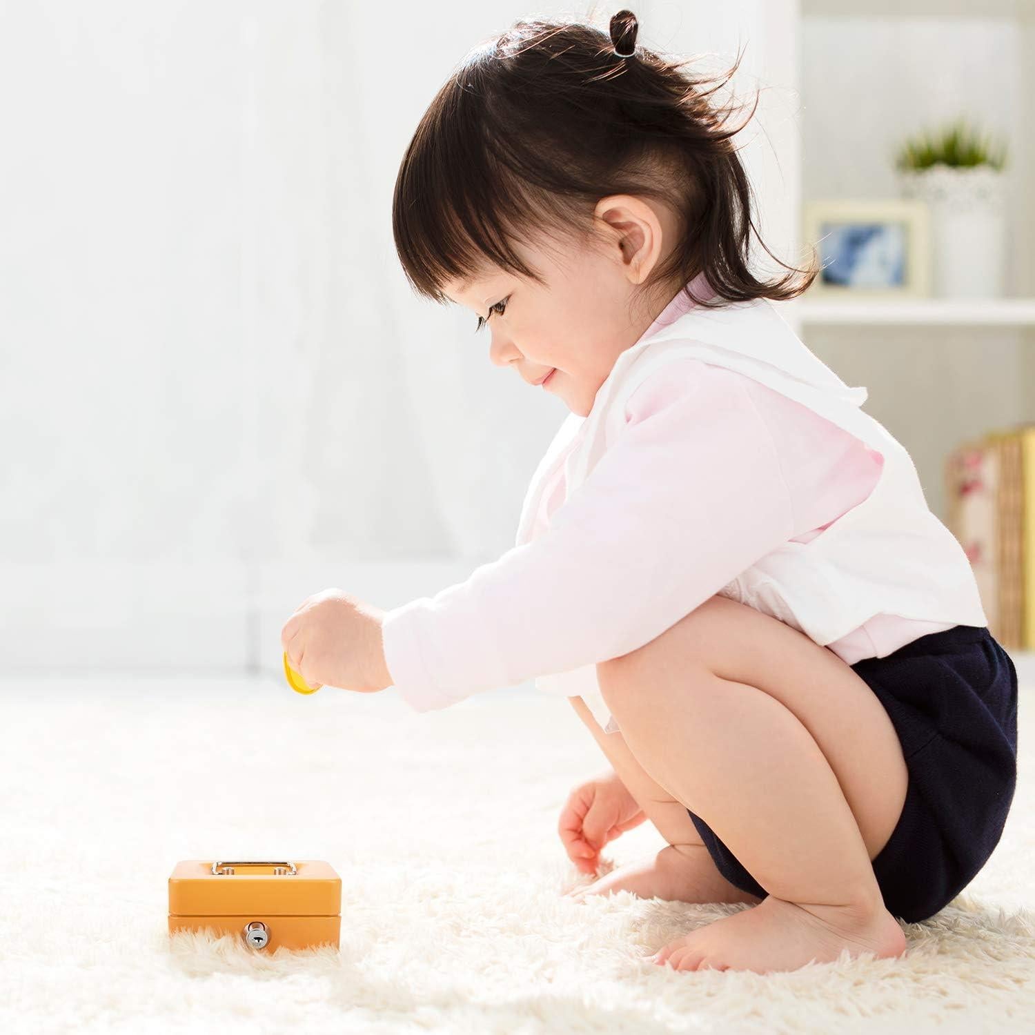 Mini Caja de Dinero Goehiaul Naranja 12.4x9.4x6.1cm con Llave