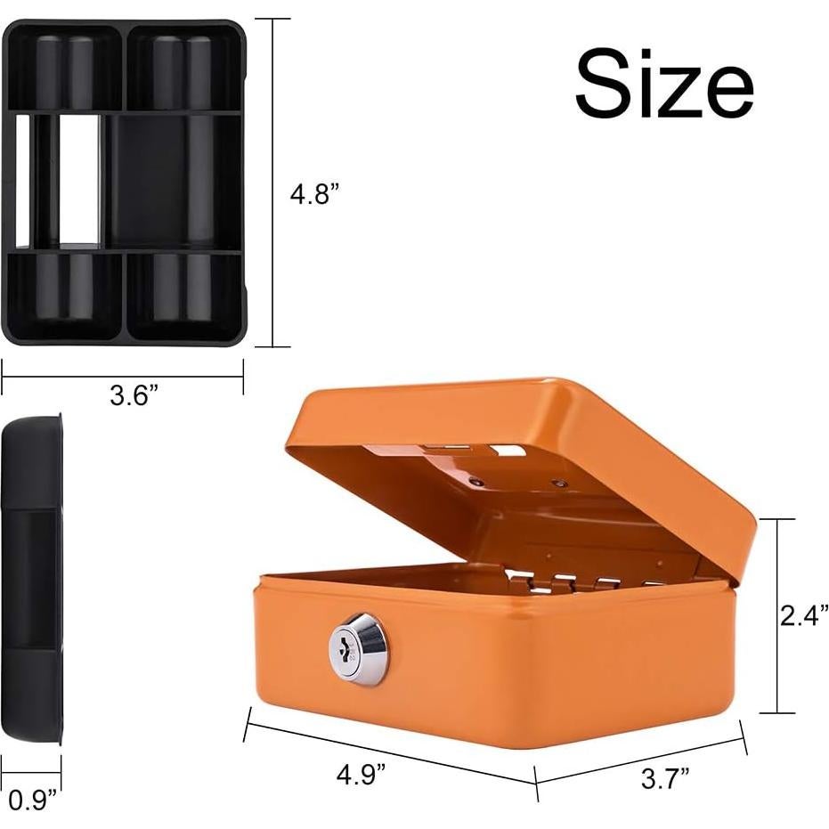 Mini Caja de Dinero Goehiaul Naranja 12.4x9.4x6.1cm con Llave