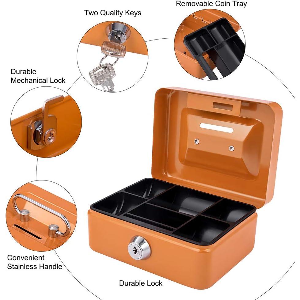 Mini Caja de Dinero Goehiaul Naranja 12.4x9.4x6.1cm con Llave