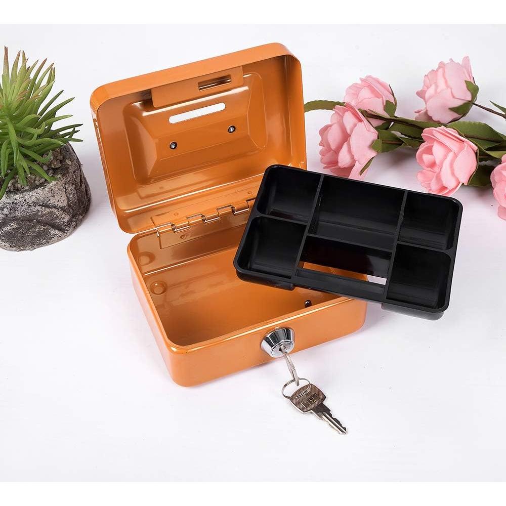 Mini Caja de Dinero Goehiaul Naranja 12.4x9.4x6.1cm con Llave