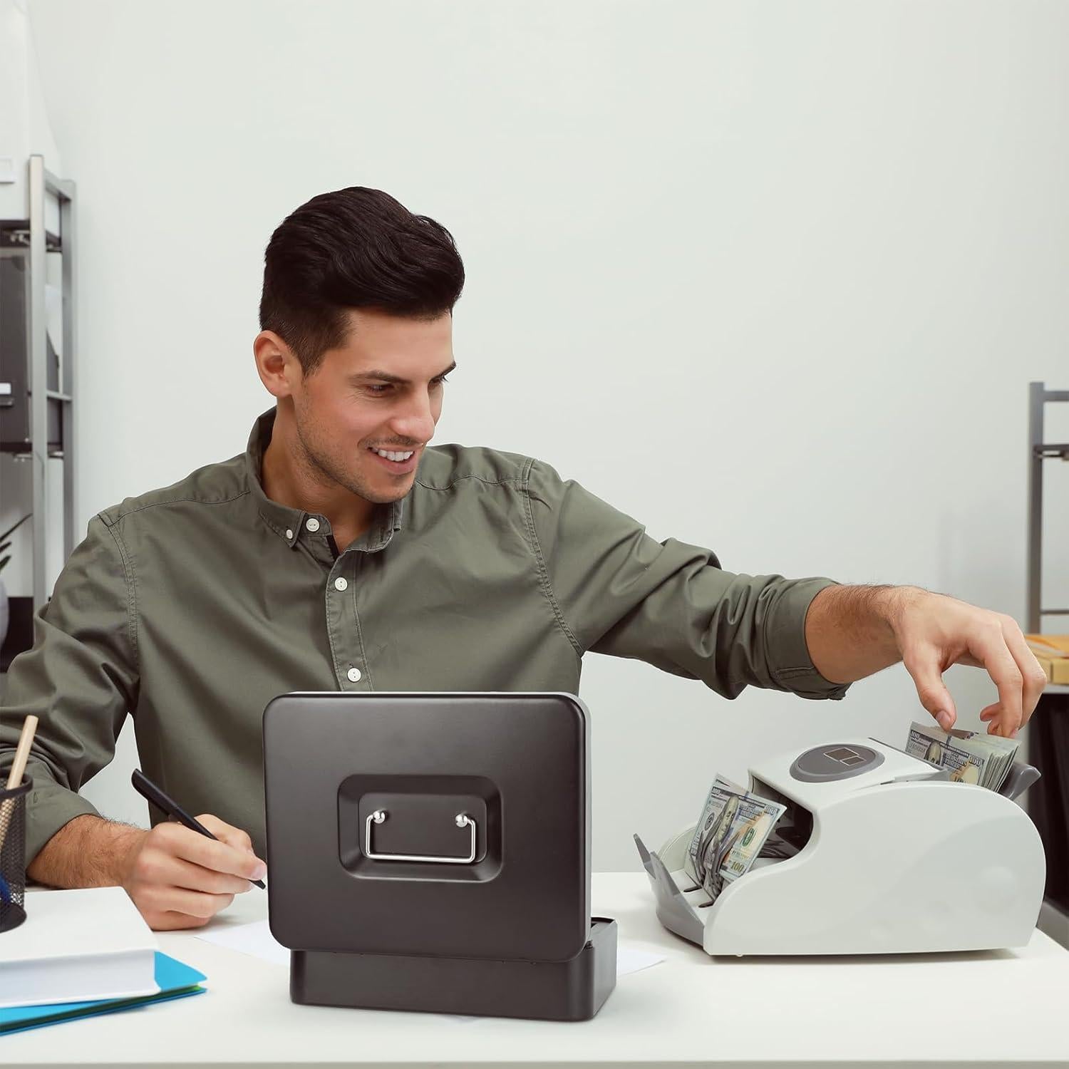 Caja de Dinero Goehiaul con Cerradura y Bandeja para Monedas