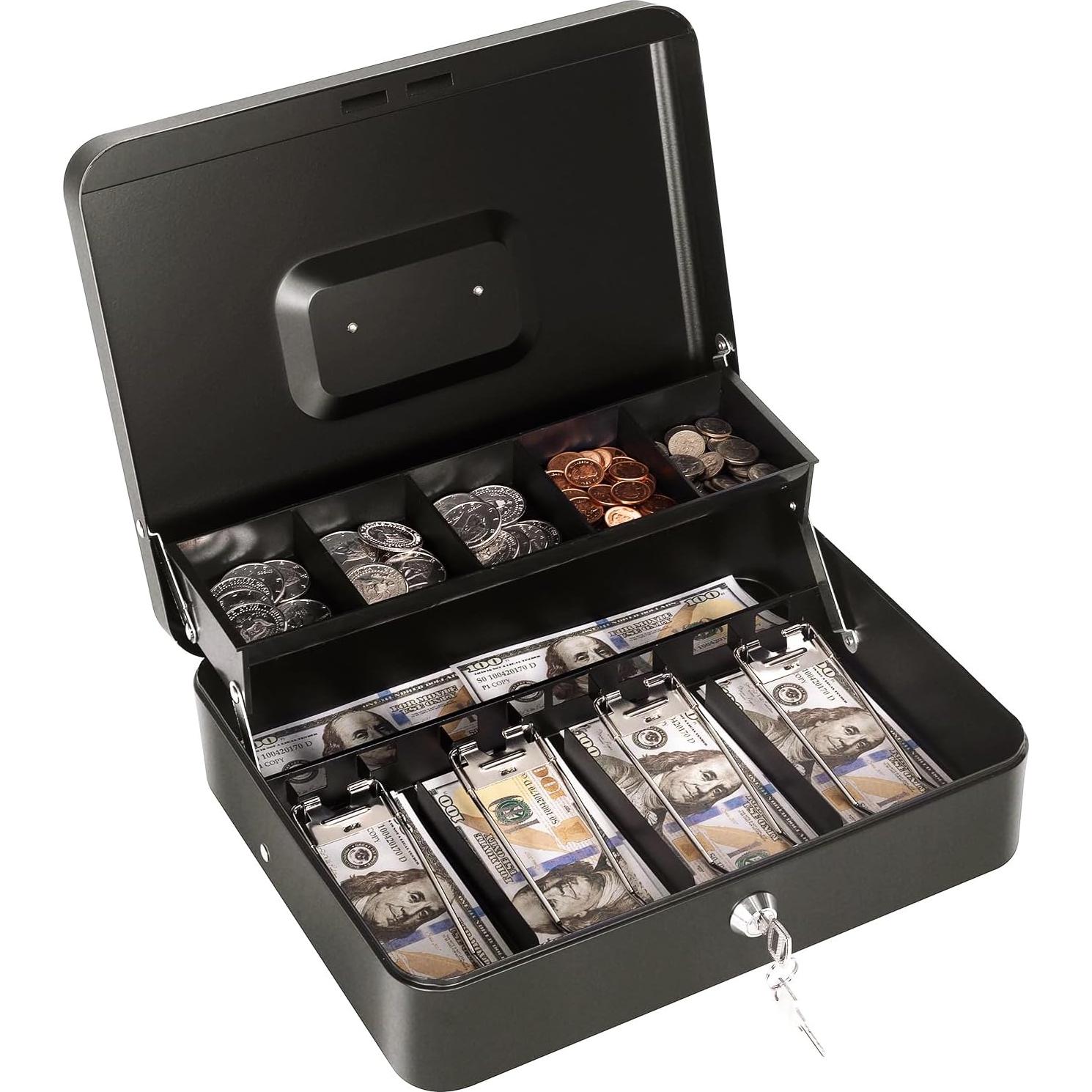 Caja de Dinero Goehiaul con Cerradura y Bandeja para Monedas