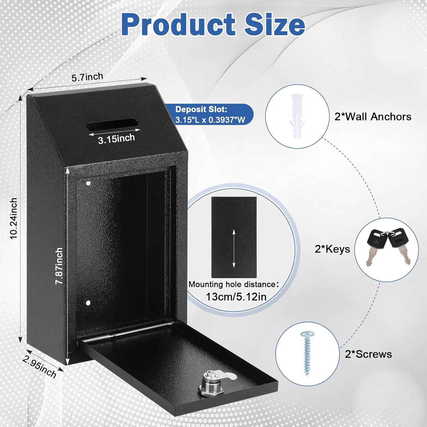 Caja de Donaciones y Sugerencias KYODOLED Metal Negra 26x14.5x7.5cm