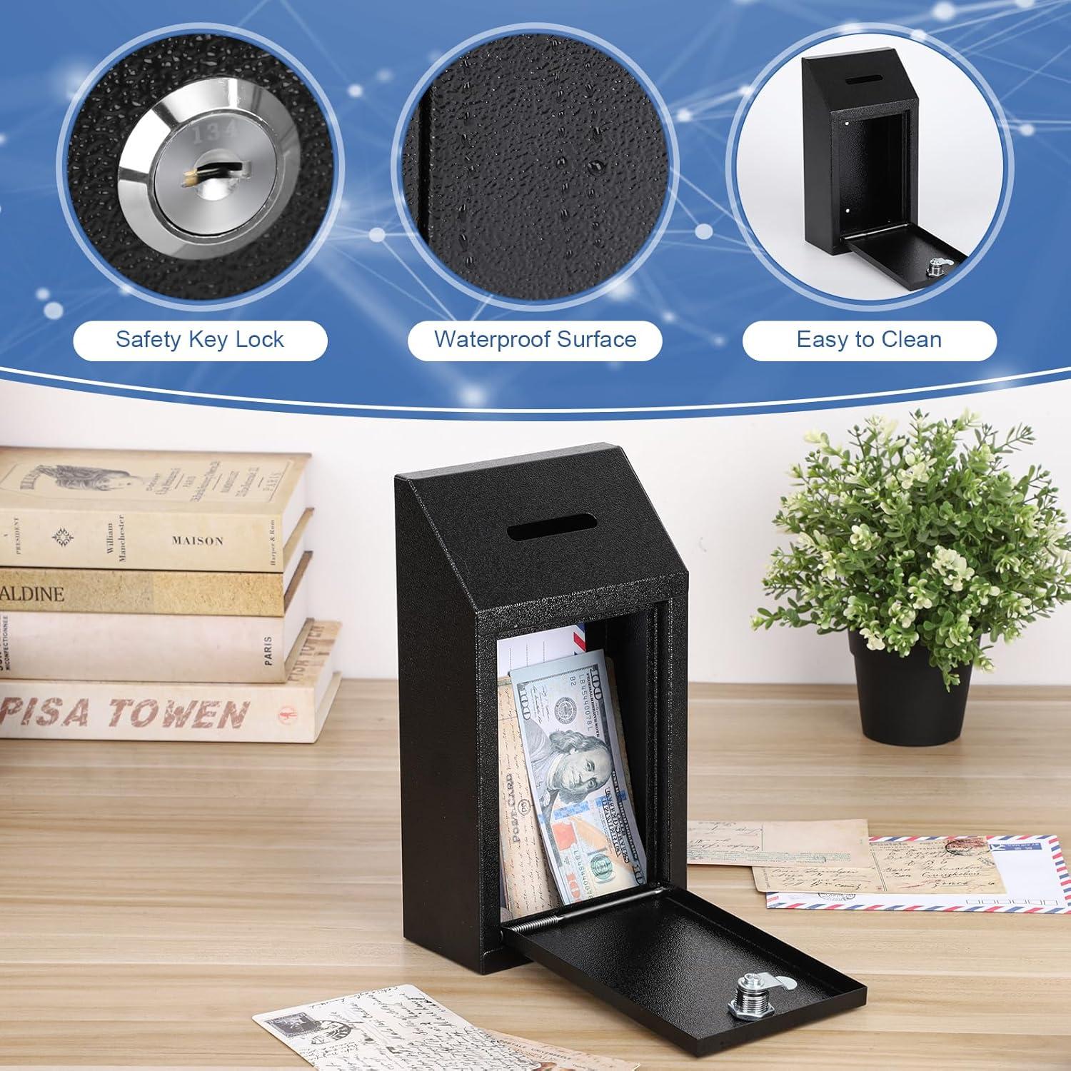 Caja de Donaciones y Sugerencias KYODOLED Metal Negra 26x14.5x7.5cm