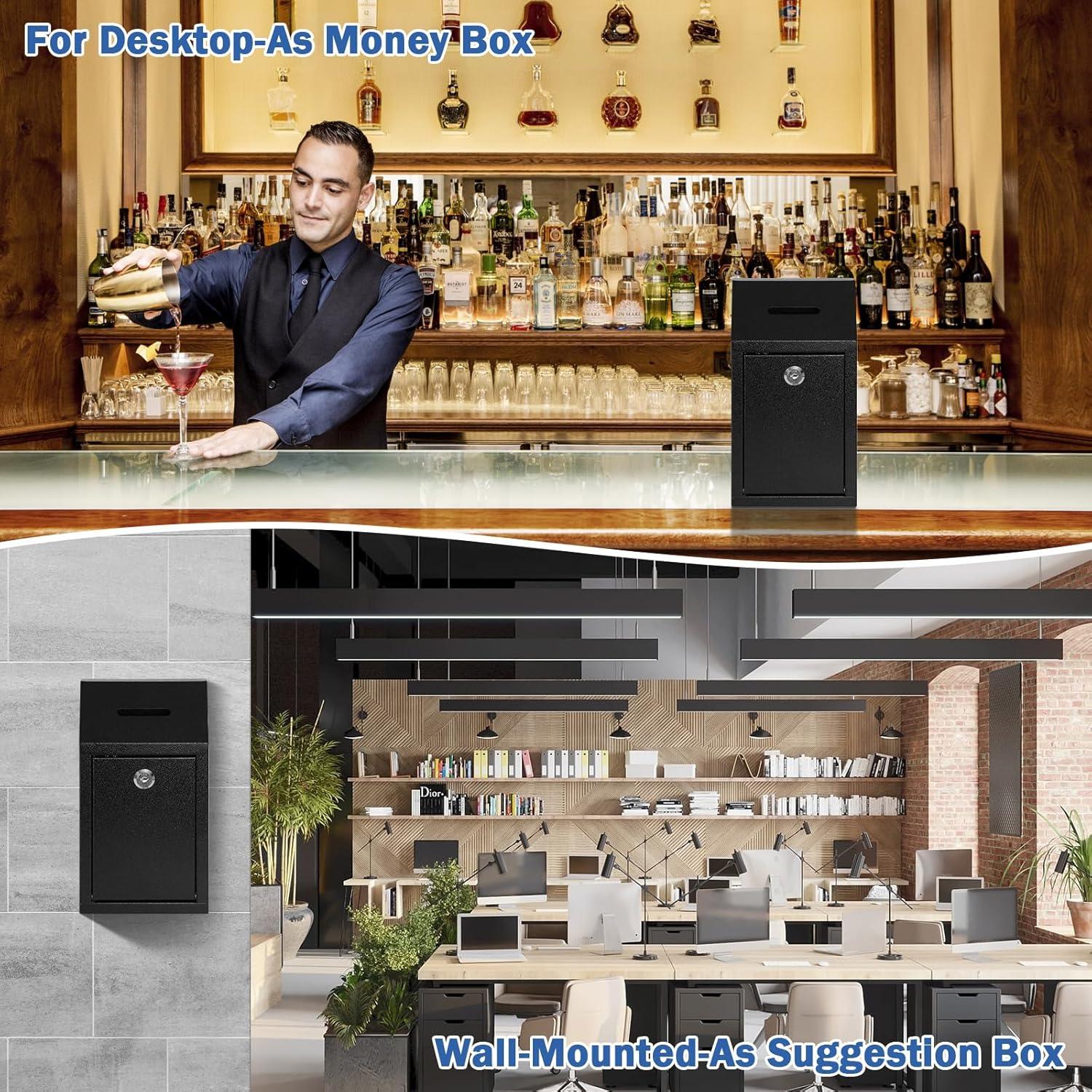 Caja de Donaciones y Sugerencias KYODOLED Metal Negra 26x14.5x7.5cm