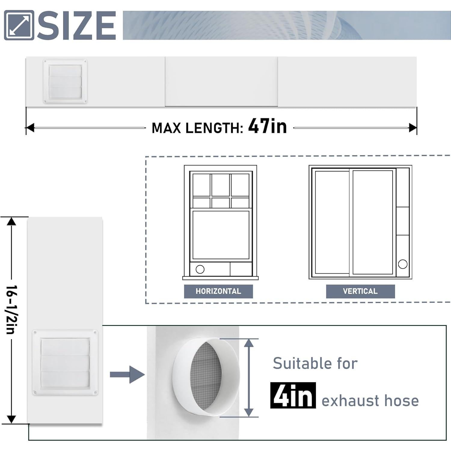 Kit de Ventilación de Ventana 4" Flamorrow con Paneles Ajustables