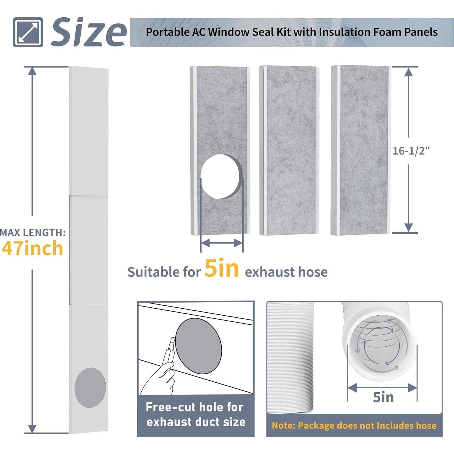 Kit de Sello de Ventana para Aire Acondicionado Flamorrow PACW-02