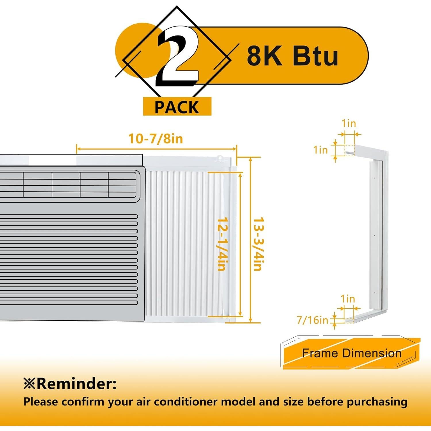 Conjunto de paneles laterales y marco para AC ventana LBG 8000BTU