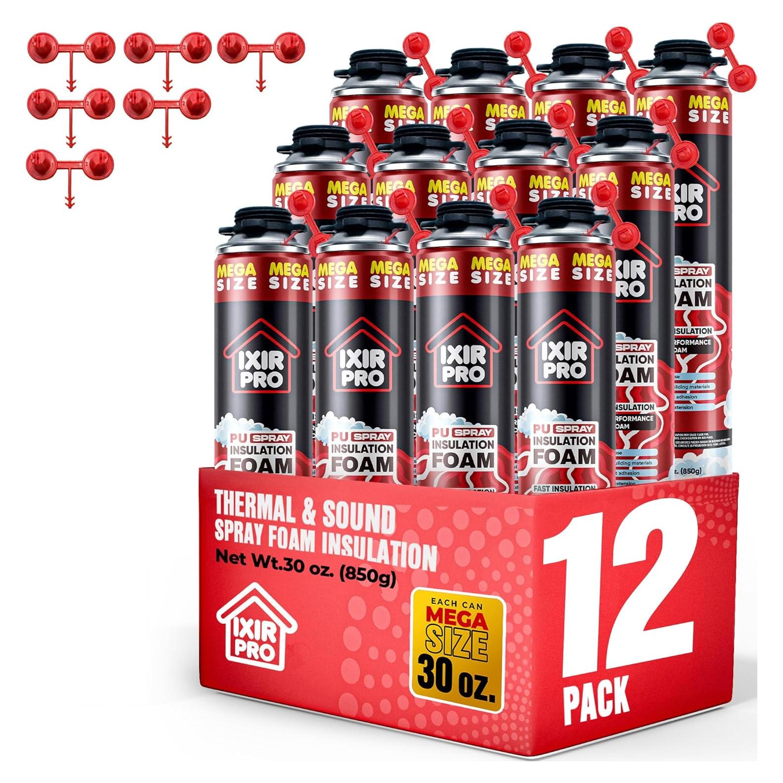 Espuma de Aislamiento en Spray ixirpro 12 Latas 850 g Alta Densidad