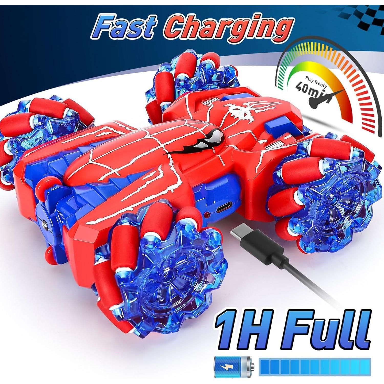 Coche de Control Remoto Beiqiden Spider 4WD Doble Lado Rojo