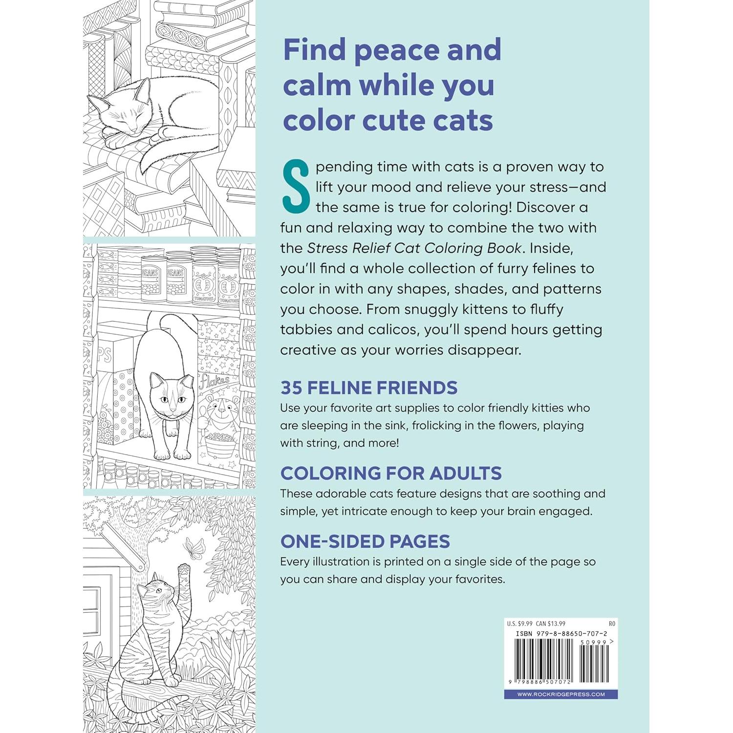 Stress Relief Cat Coloring Book: Calming and Adorable Designs for Adults