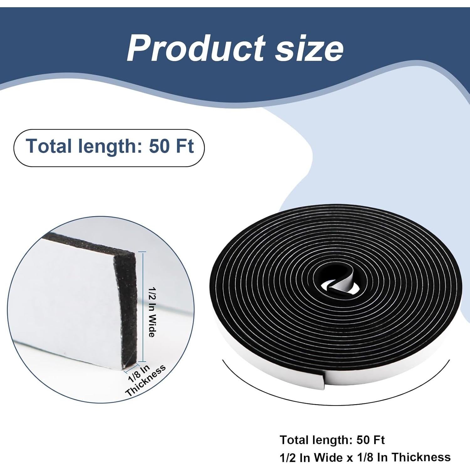 Cinta de Espuma Sello Puerta Ventana Qoqooice 1.27cm x 0.32cm 15m