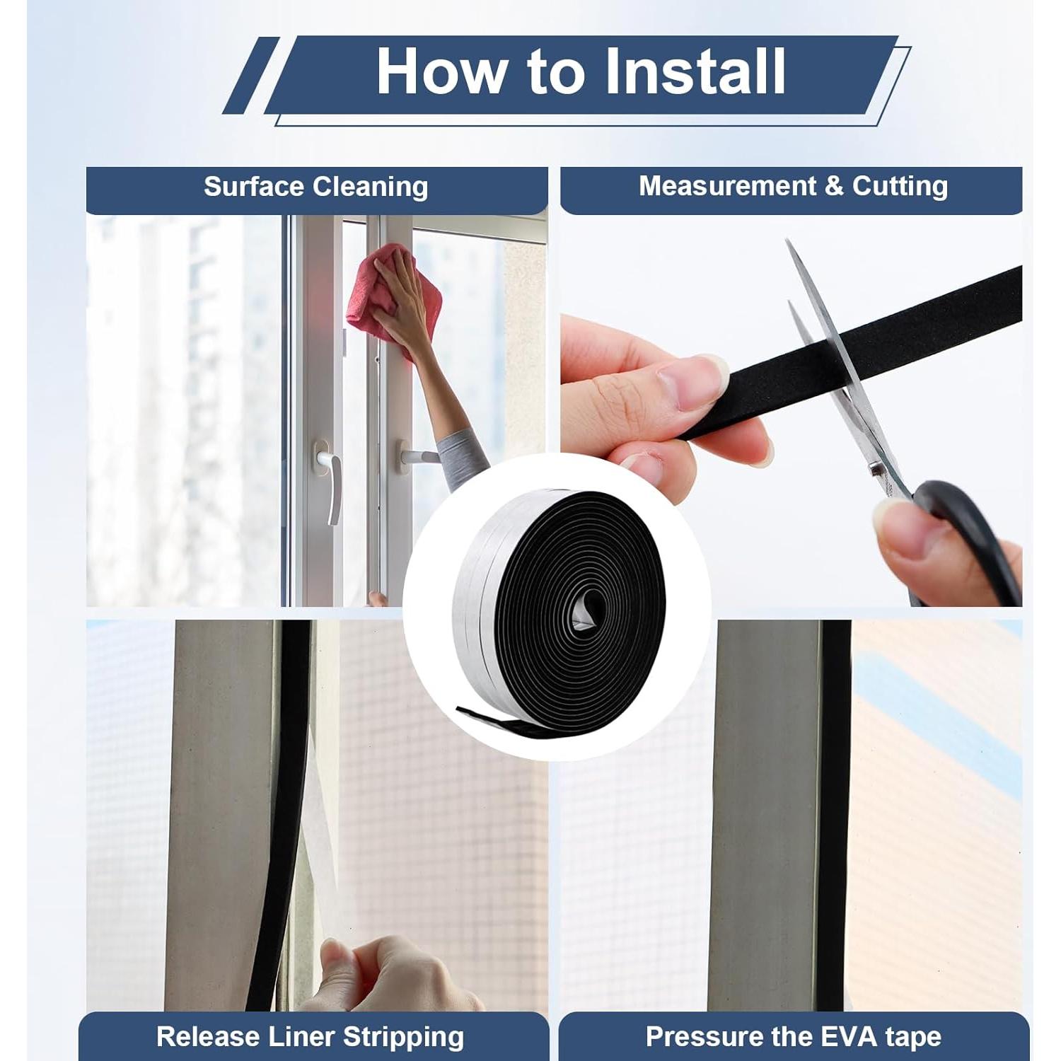 Cinta de Espuma Sello Puerta Ventana Qoqooice 1.27cm x 0.32cm 15m