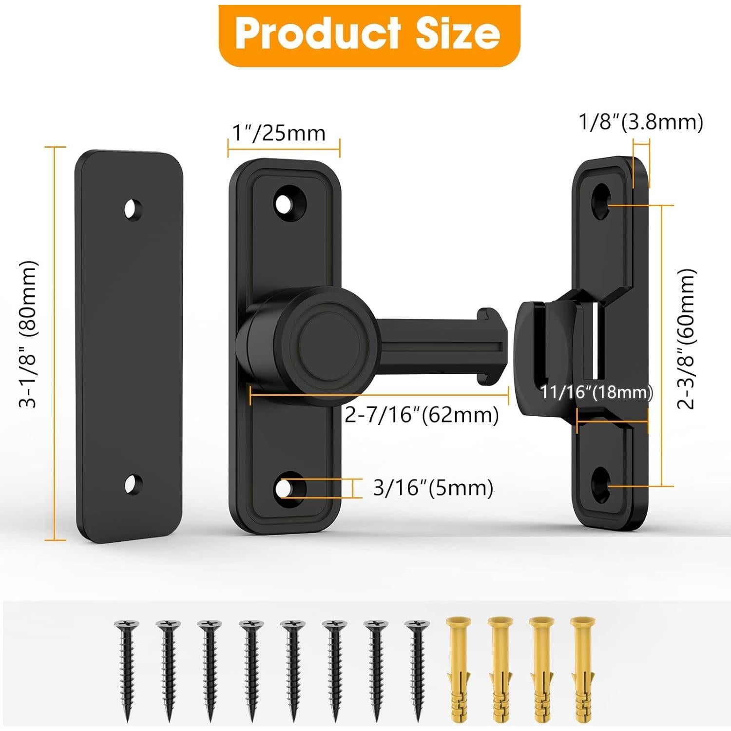 Cerradura de Puerta de Granero MeBantoo 90 Grados Negra