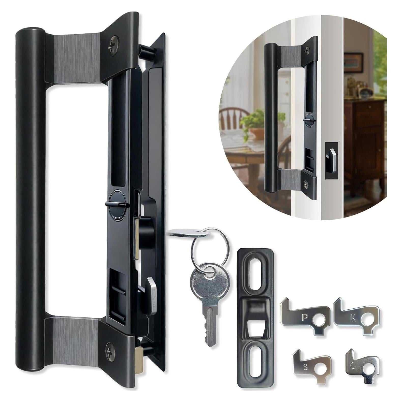 Juego de Manijas de Puerta Deslizante Young Dance Negro con Cerradura