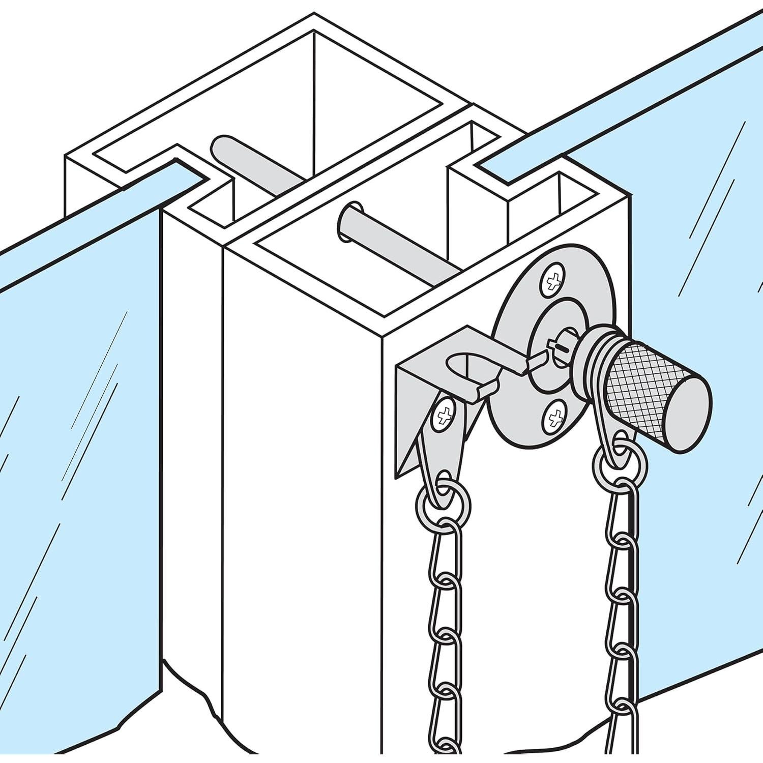 Pasador de Puerta Corredera Defender Security U 9858 Acero Cromado
