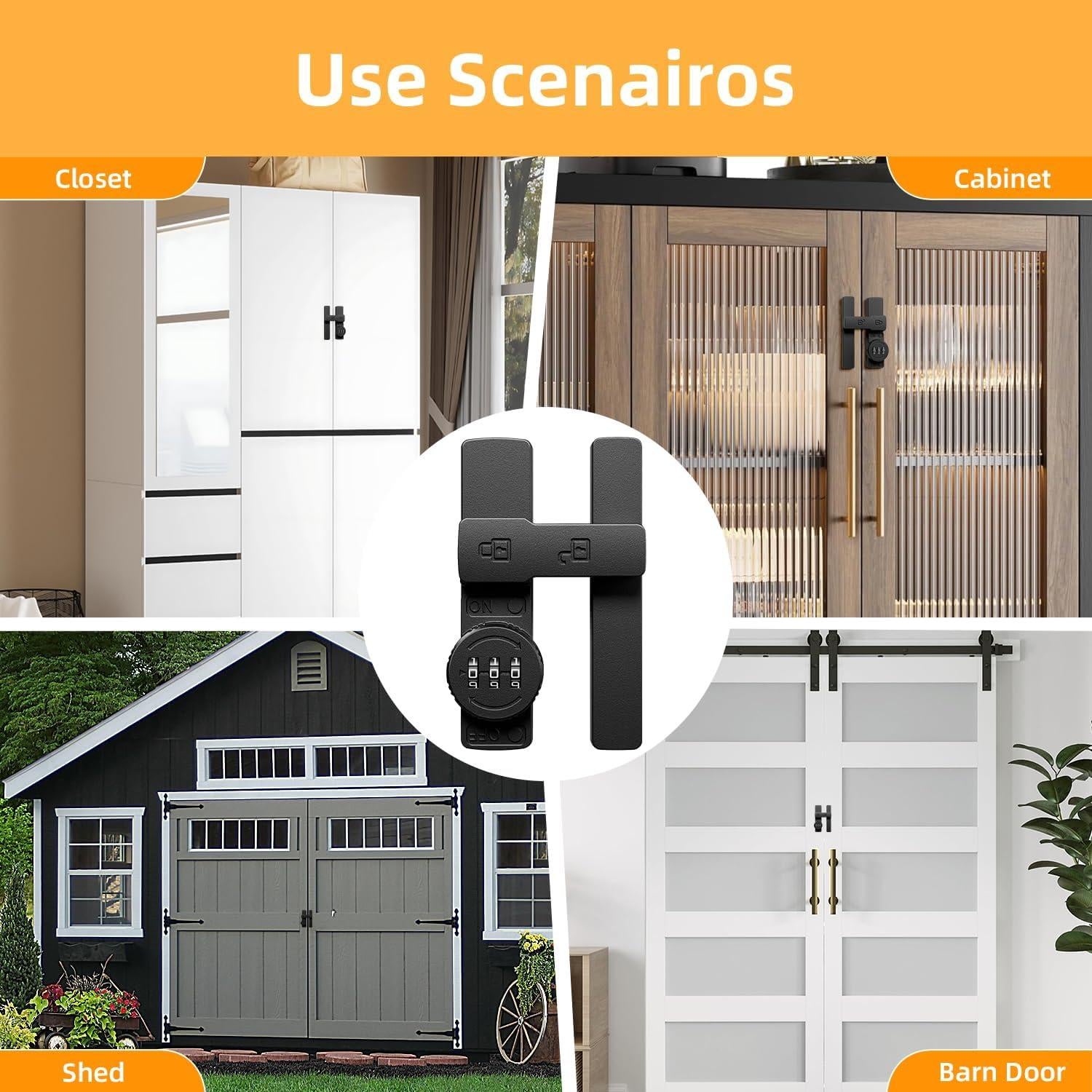 Cerradura de Puerta de Granero MSR X6 180 Grados Negra