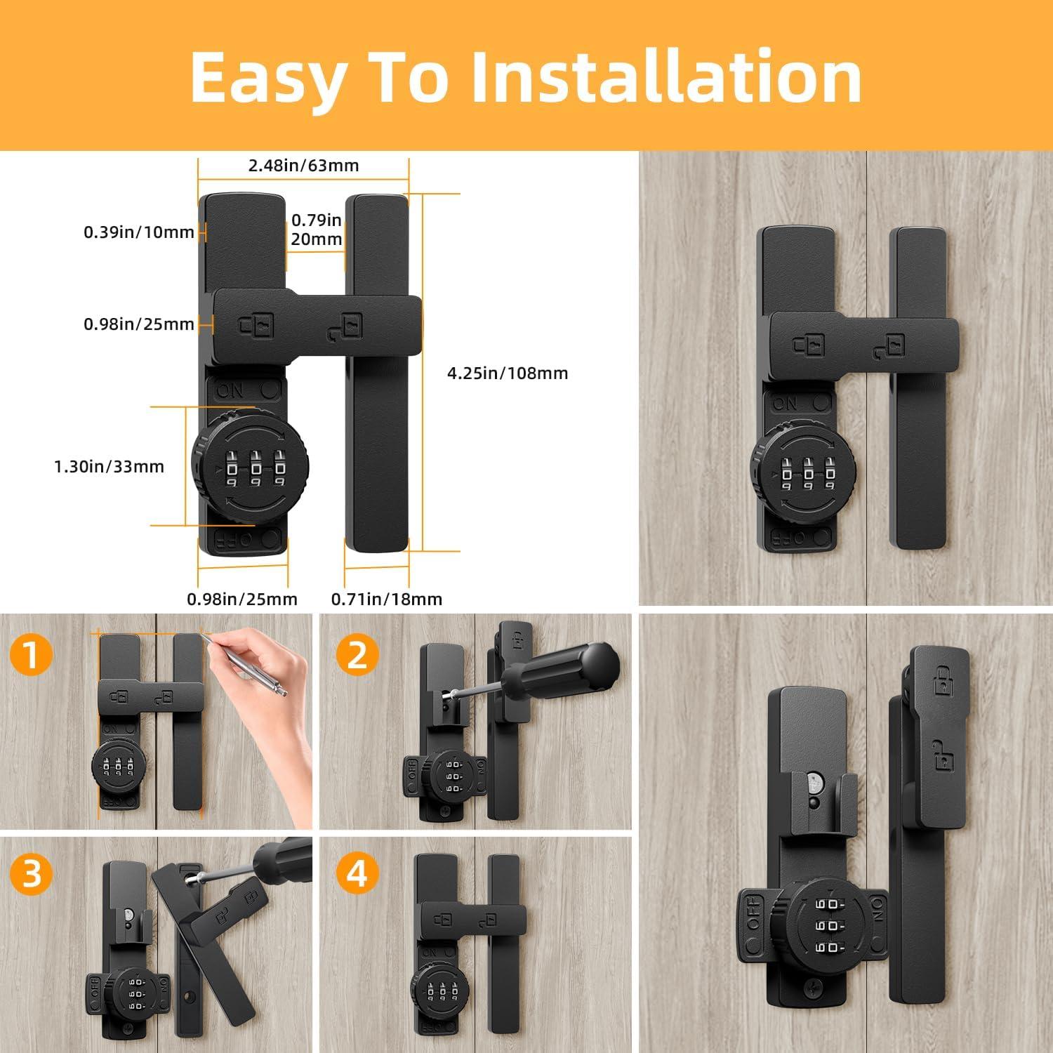 Cerradura de Puerta de Granero MSR X6 180 Grados Negra