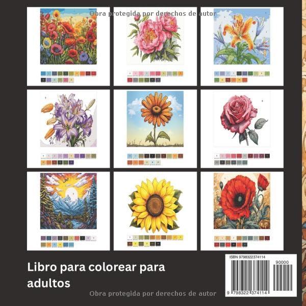 Flores Colorear por Números: Libro para colorear para Adultos con Flores silvestres, rosas, flores de primavera y Bloom (Spanish Edition)