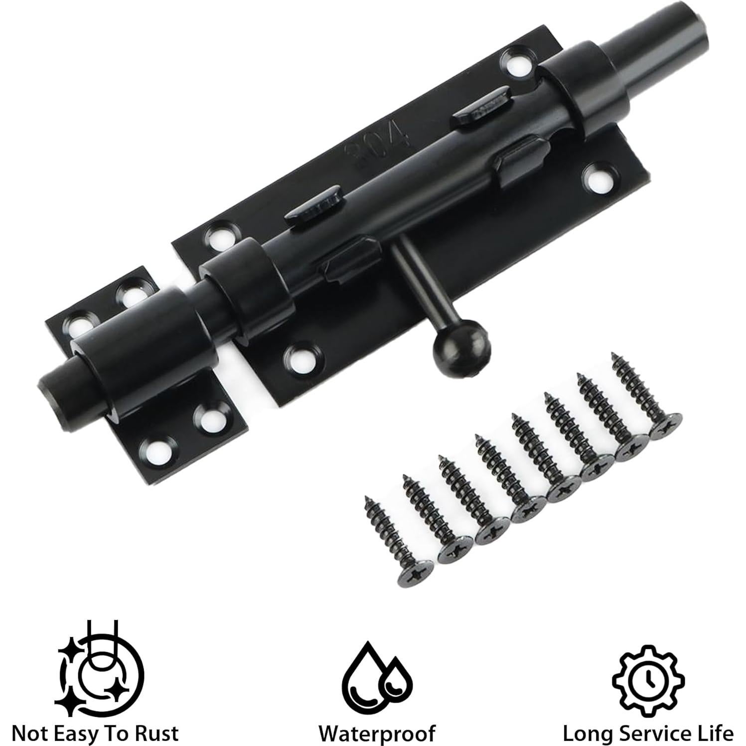 Pestillo Deslizante Alise de Acero Inoxidable 160mm Negro