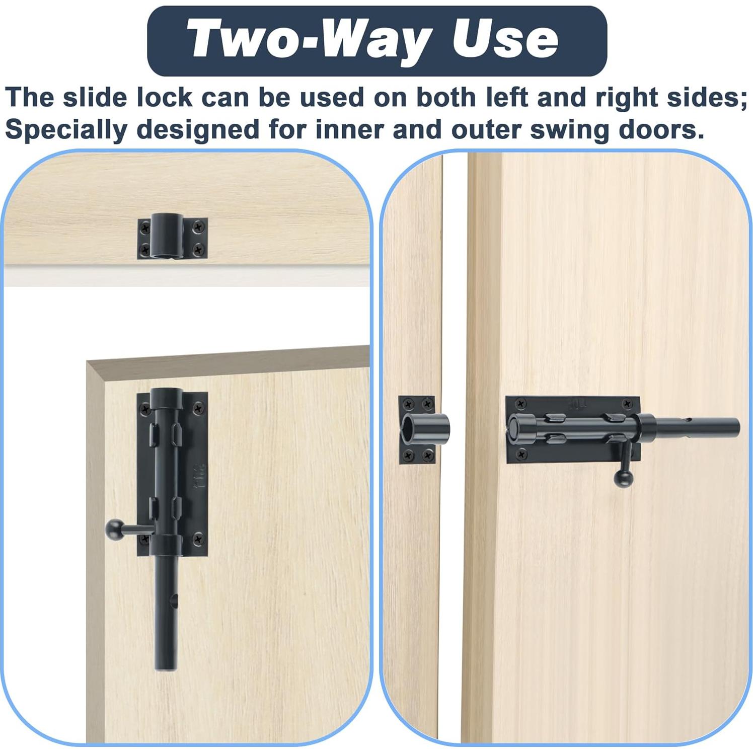 Pestillo Deslizante Alise de Acero Inoxidable 160mm Negro