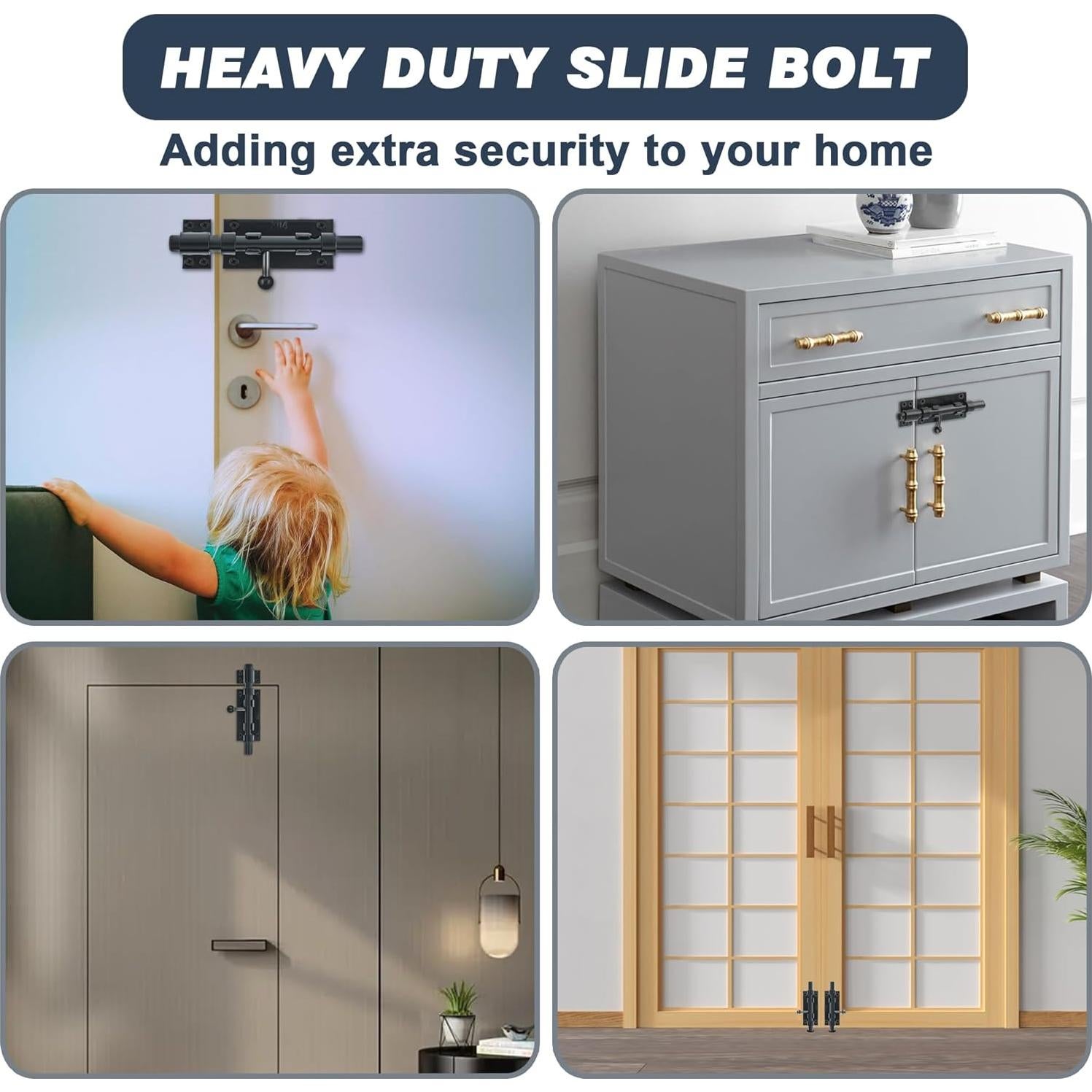 Pestillo Deslizante Alise de Acero Inoxidable 160mm Negro