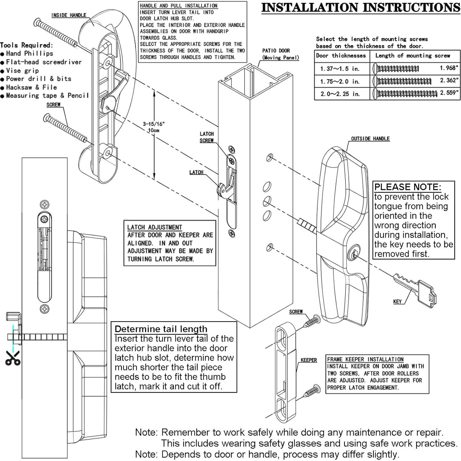 Juego de Manija de Puerta Deslizante Eockatoo con Cerradura