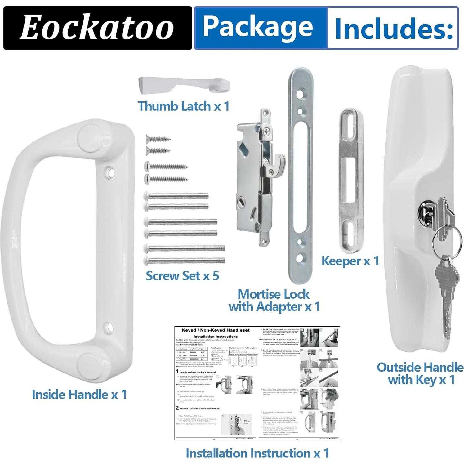 Juego de Manija de Puerta Deslizante Eockatoo con Cerradura