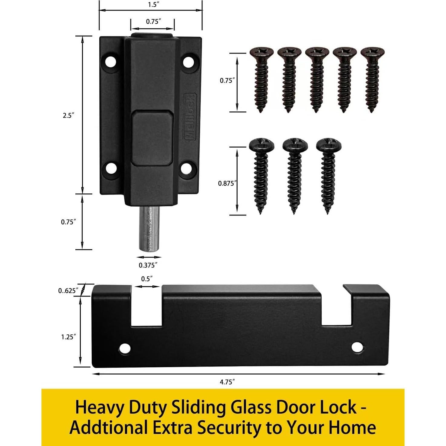 Cerradura de Seguridad para Puerta Corredera Vidrio Negra SDGINA