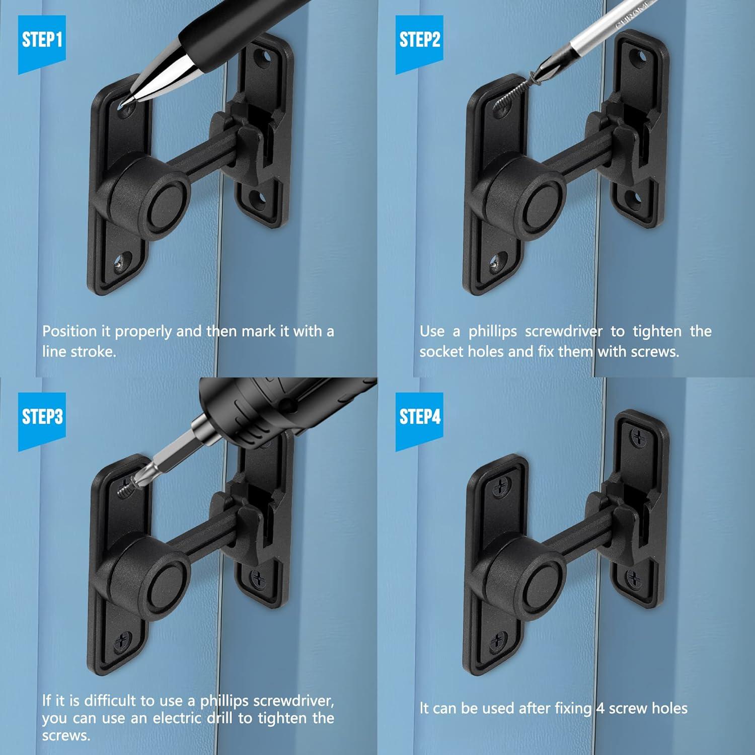 Cerradura de Puerta de Granero Kitmose Negra 90/180 Grados