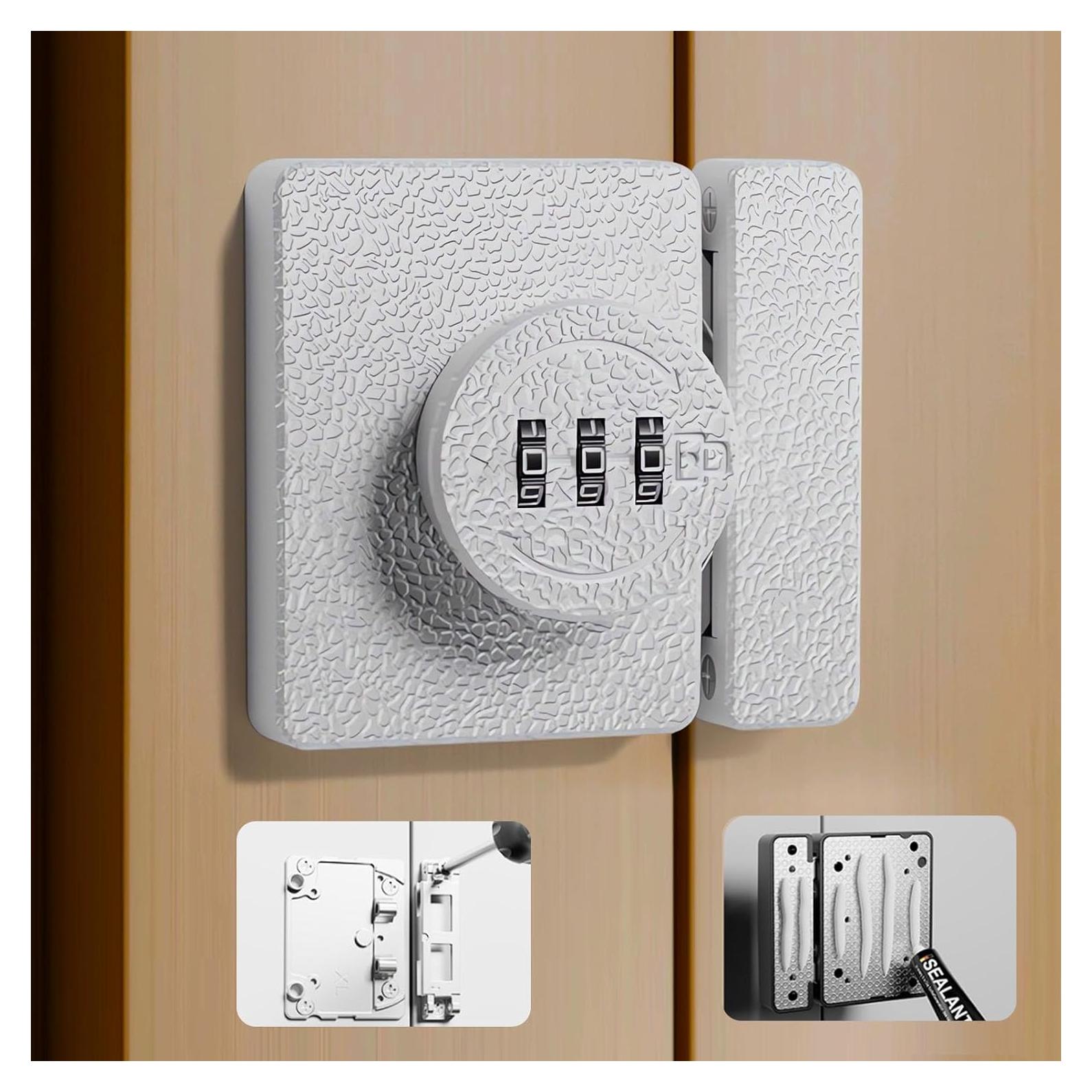 Cerradura de Puerta Bifold Plowatxi Sin Llave 3 Dígitos Blanca