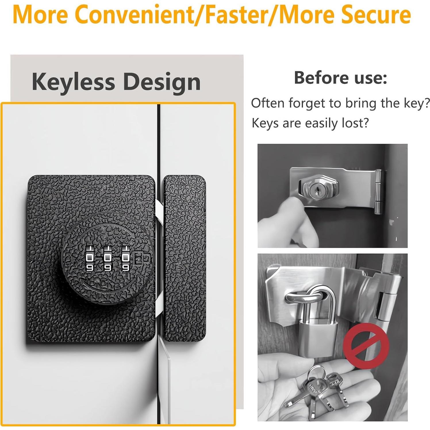 Cerradura de Puerta Bifold Plowatxi Sin Llave 3 Dígitos Blanca