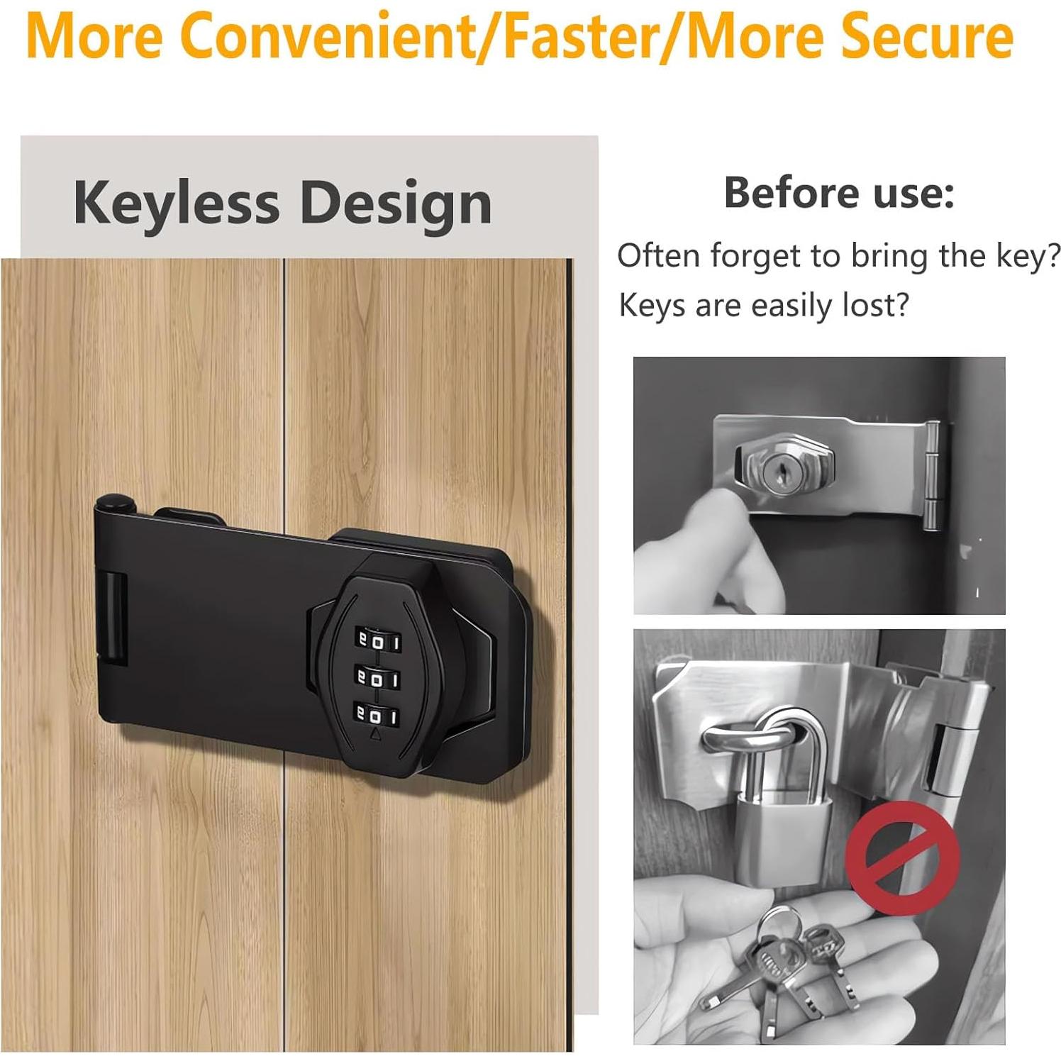 Cerradura de combinación Plowatxi 3 dígitos para gabinete negro