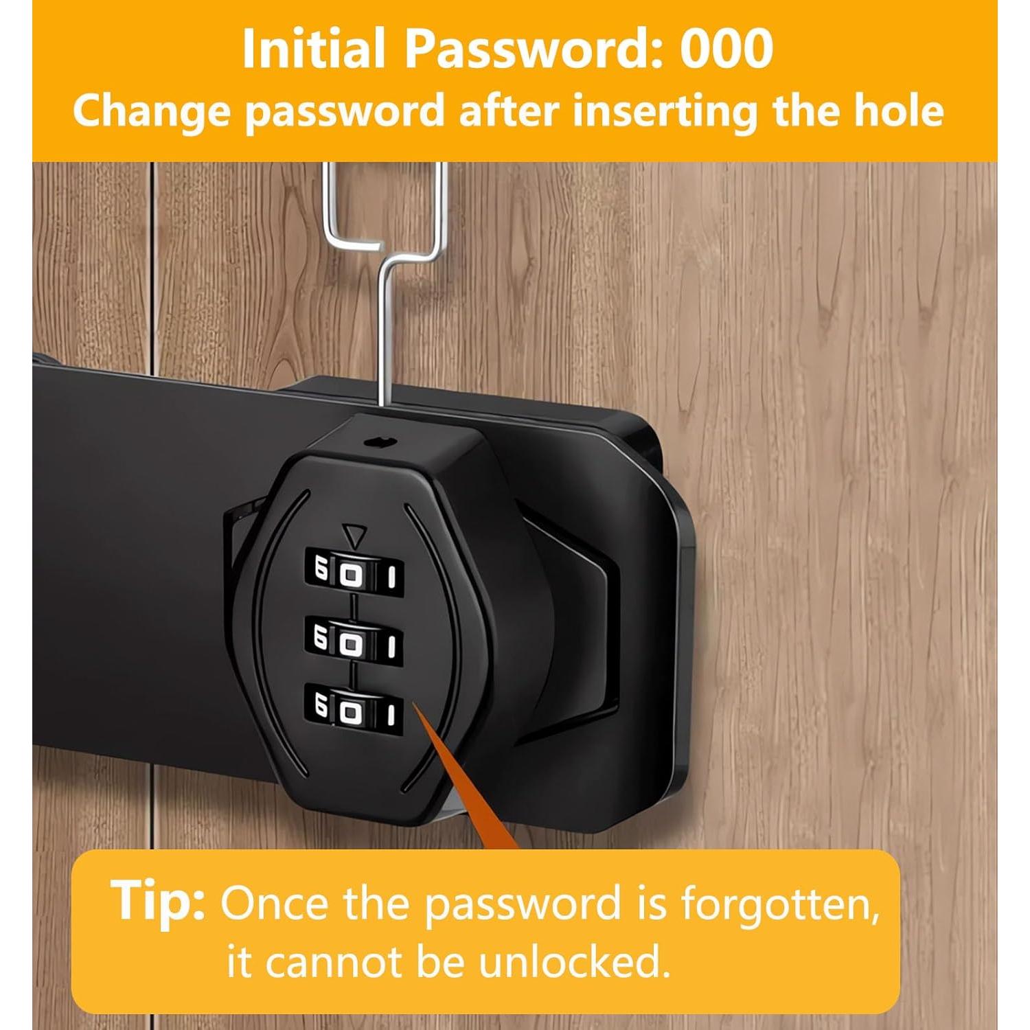 Cerradura de combinación Plowatxi 3 dígitos para gabinete negro