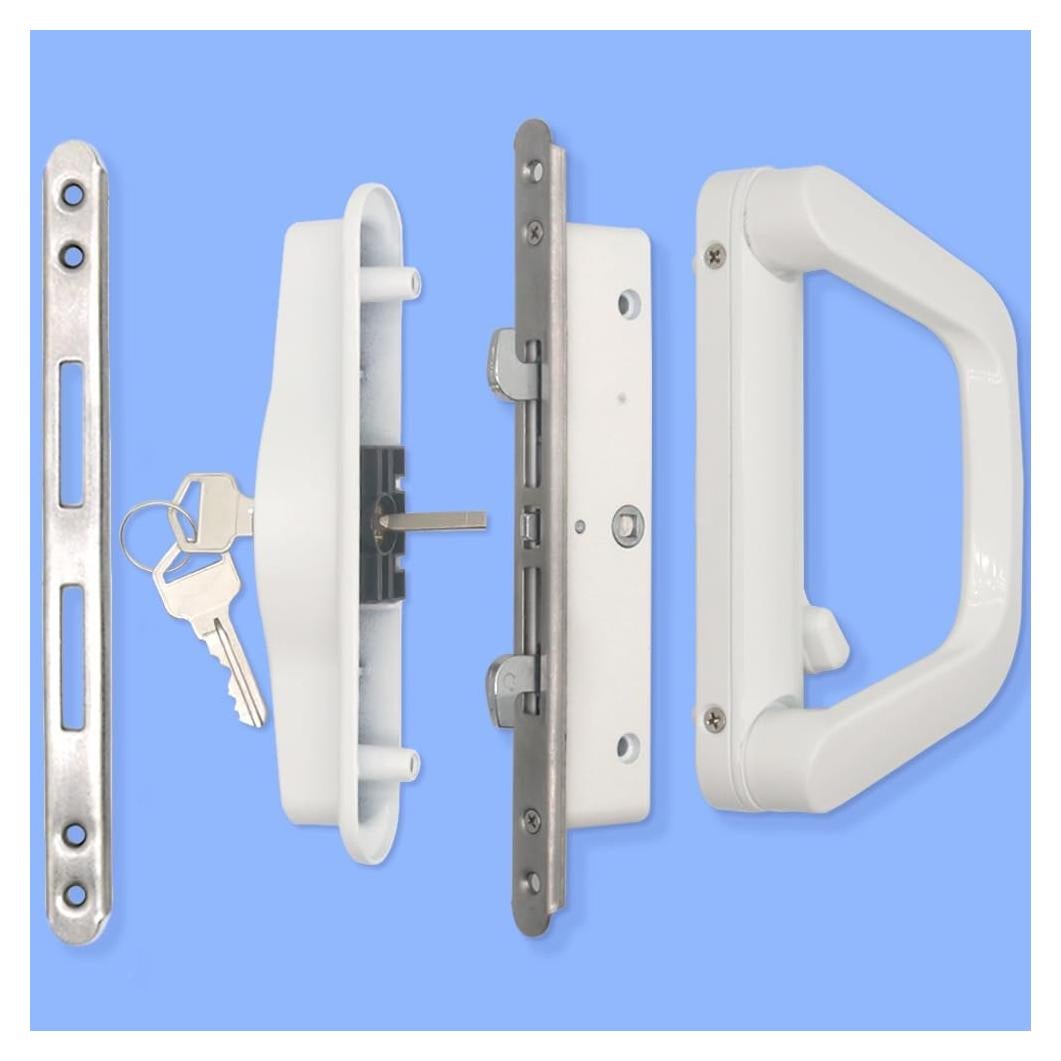 Juego de Manija de Puerta Corredera TELITC con Cerradura Blanca