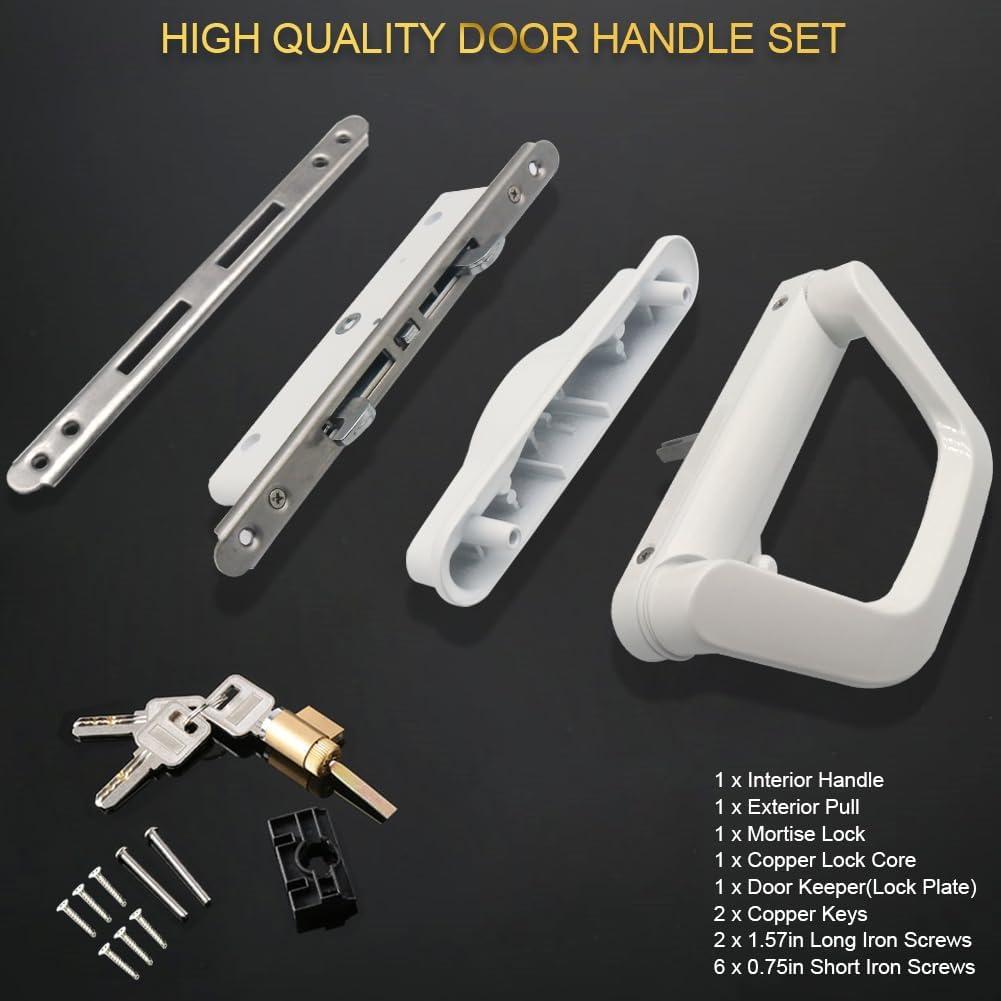 Juego de Manija de Puerta Corredera TELITC con Cerradura Blanca