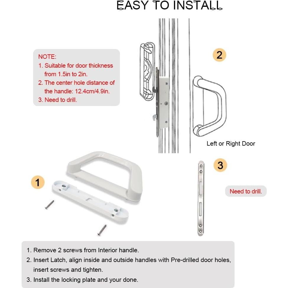Juego de Manija de Puerta Corredera TELITC con Cerradura Blanca