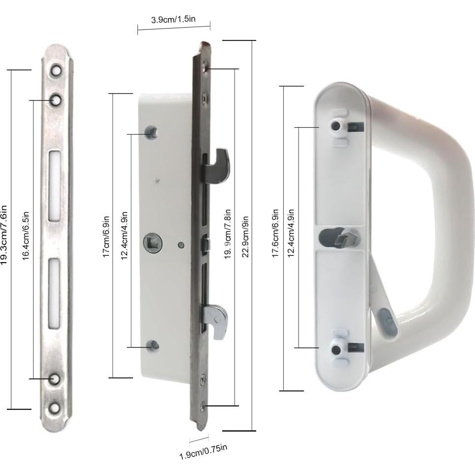 Juego de Manija de Puerta Corredera TELITC con Cerradura Blanca