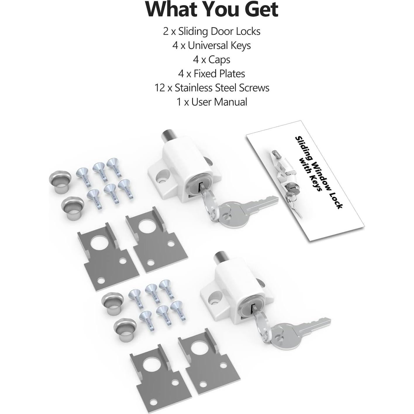 Cerraduras de Ventana Corredera ROFMAPLE - 2 Paquete Blanco