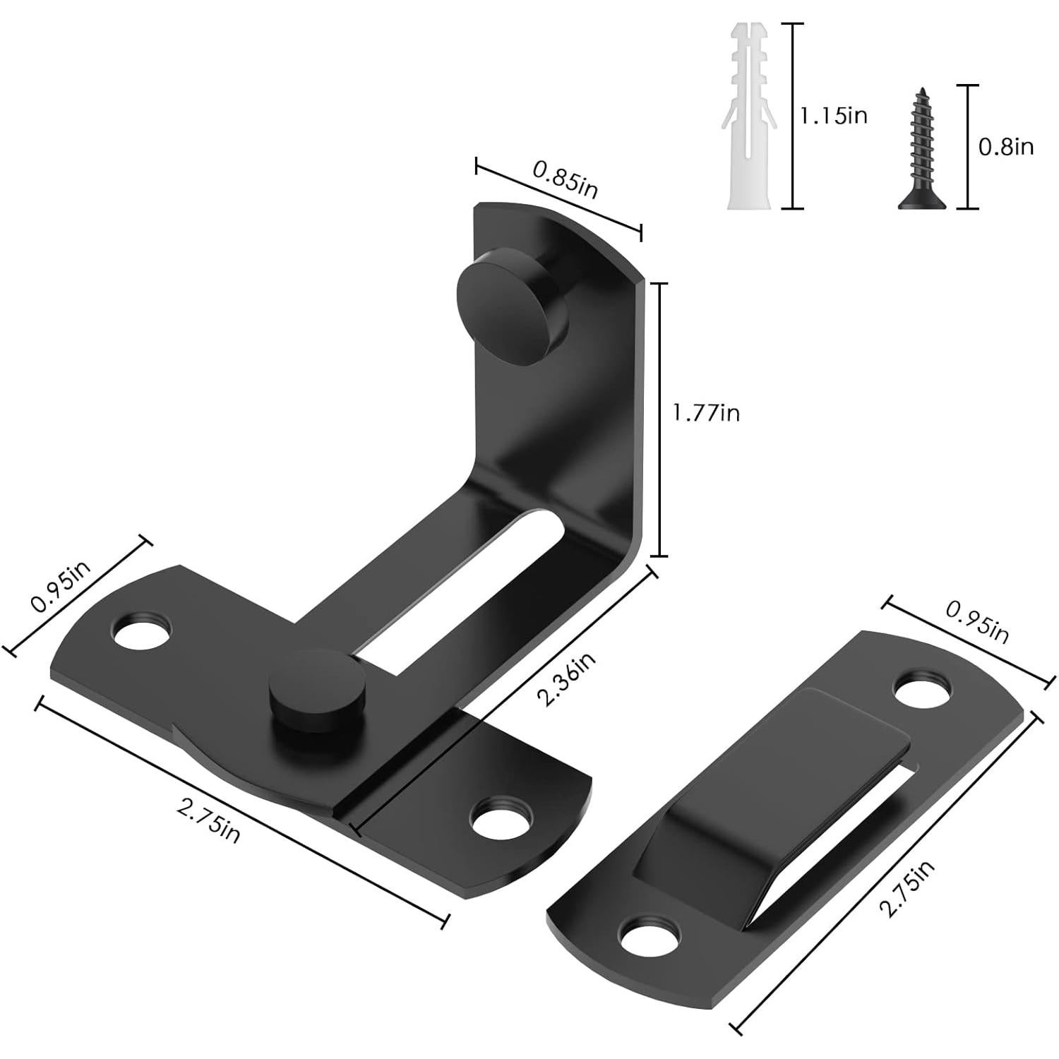 Cerradura de puerta de granero L'aimefois negra 90° - Pestillo seguro