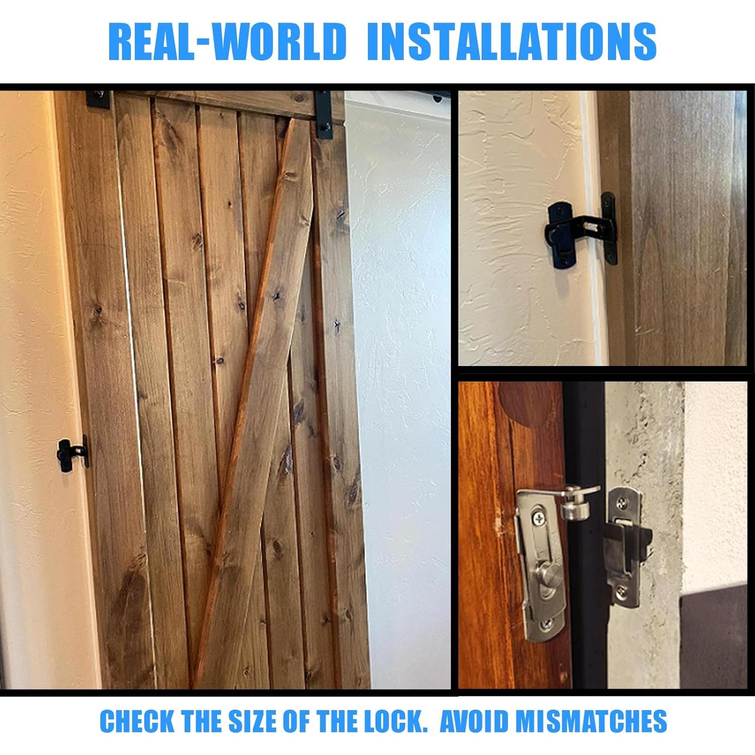 Cerradura de puerta de granero L'aimefois negra 90° - Pestillo seguro