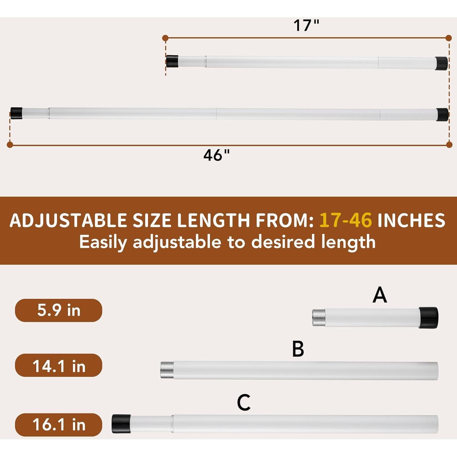 Barra de Seguridad Ajustable Widyana para Puertas Correderas 43-117 cm